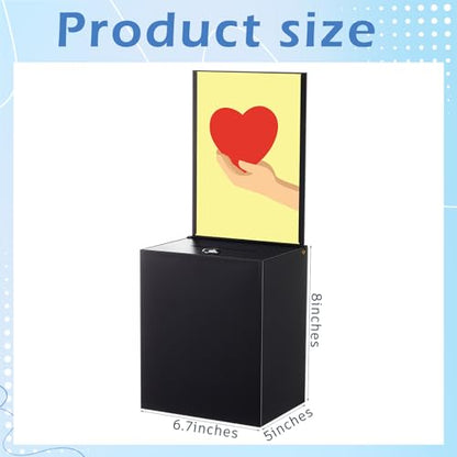 Metal Donation Box for Fundraising,Basic,Black - color: Black, style: Basic