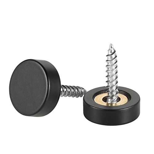 20 PCS Screw Covers Caps (Solid Brass Construction) Mirror Screws Fasteners, Sign Advertising Hardware, 3/5" Diameter, Black - color: Black (20 PCS)
