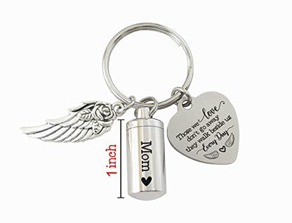 Small Keepsake Urn for Human Ashes Sympathy Gifts for Loss of Mom Memorial Bereavement Gifts in Memory of Mother Mini Cremation Urn Keychain Silver