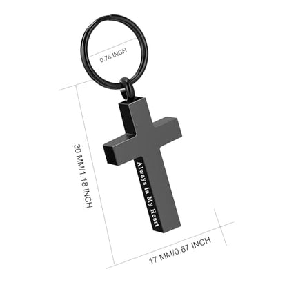 Cross Urn Keychain for Ashes - Cremation Pendant for Men Women - Memorial Jewelry Holder for Human Ashes