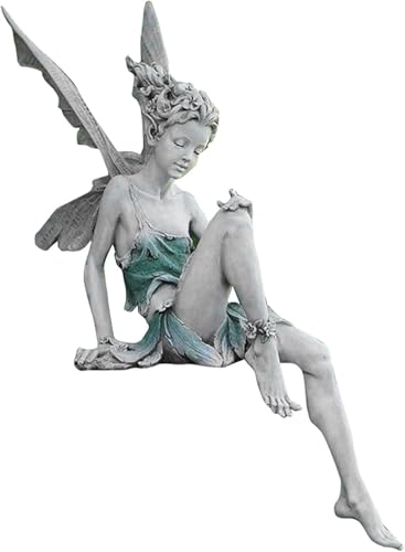 Angel Figurine Statue,9 Inch Resin Fairy Sculpture for Outdoor Garden Decor | Table & Home Ornaments Fit Lawn, Yard, Porch and Patio, Suited for Christmas and Housewarming Decor (White) - color: White