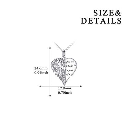 YFN Guardian Angel Wings Heart Necklace Sterling Silver Angel Wings Memorial Sympathy Jewelry for Women Girls Gifts - style: Guardian angel necklace