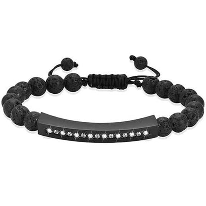 Oinsi Lava Rock Bracelet With Tube Memorial Urn Jewelry For Ashes Of Loved Ones Keepsake Cremation Bracelet Women Men Adjustable Length - color: Black (Crystal Cube)