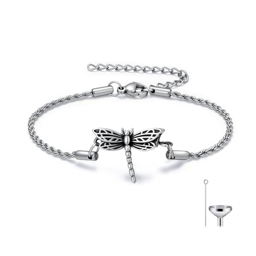 Urn Bracelet For Ashes Cremation Jewelry For Ashes Keepsake Pendant Locket Memorial Jewelry Bereavement Keepsake Gifts for Loss of a Loved One - color: Dragonfly