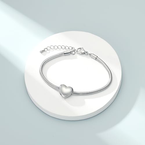 Imrsanl Heart Urn Bracelet for Ashes Cremation Jewelry for Women - color: Silver
