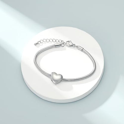 Imrsanl Heart Urn Bracelet for Ashes Cremation Jewelry for Women - color: Silver
