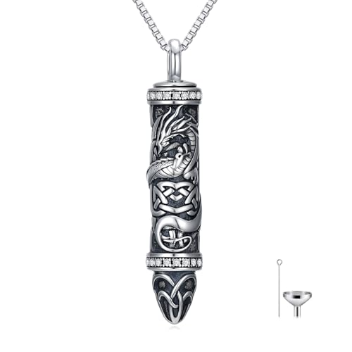 JKR Keepsake Urn Necklace for Ashes Cremation Jewelry Memorial Gift | Keepsake Necklace for Ashes Cremation Jewelry Sympathy Gifts for Loss of Loved One Women Men Dad Husband Mom Wife - style: 6-Bullet-Dragon