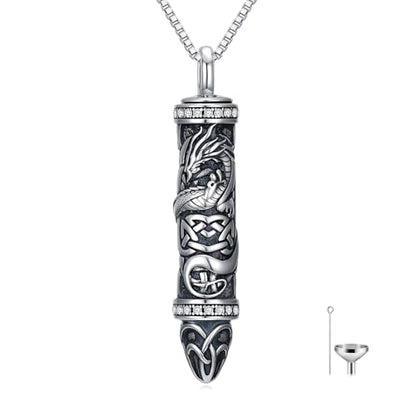 JKR Keepsake Urn Necklace for Ashes Cremation Jewelry Memorial Gift - style: 6-Bullet-Dragon