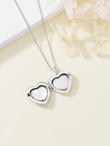Personalized Heart Locket Necklace That Holds Pictures 925 Sterling Silver Custom Photo Lockets Necklaces Jewelry Gifts for Family Women Lover - color: Pug, style: Locket Only