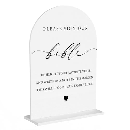 Please Sign Our Bible for Wedding Engagement Bridal Shower Party Acrylic Sign for Table Desk - color: sign our bible