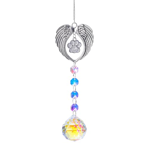 Pet Memorial Suncatcher,Dog Memorial Gifts for Loss of Dog,Cats Remembrance,Pet Loss Sympathy Gift,Bereavement Gifts - color: Silver