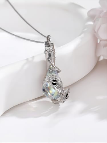 JKR Heart Urn Necklace for Ashes Crystal Keepsake Pendant Memorial Jewelry - style: Bee-Teardrop