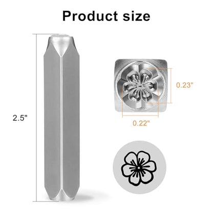 Yoption 6mm 1/4'' Flower Metal Stamp, Metal Punch Stamping Tool DIY Arts and Crafts Supplies for Stamping/Punching Jewelry, Clay, Leather, Wood - size: Flower (6mm)