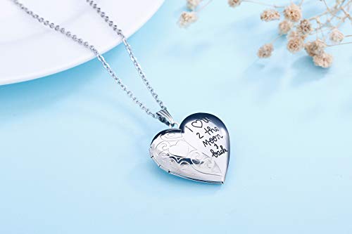 Locket Necklace That Holds Pictures "I Love You to the Moon and Back" Photo Memory Lockets Necklaces - color: I Love You to the Moon and Back