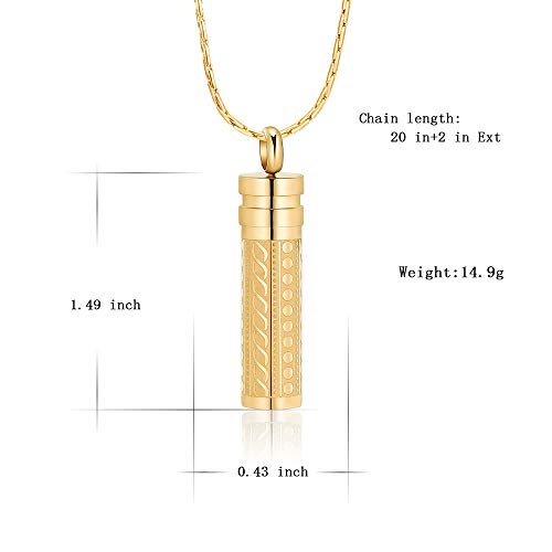 constantlife Cremation Jewelry for Ashes Openable Pill Case Urn Necklace Keepsake Perfume Memorial Pendant Locket Charm Accessories - color: Golden