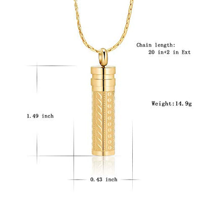 constantlife Cremation Jewelry for Ashes Openable Pill Case Urn Necklace Keepsake Perfume Memorial Pendant Locket Charm Accessories - color: Golden
