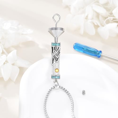Urn Necklaces for Ashes Sterling Silver Cylinder Memorial Pendant for Loved Ones Keepsake Cremation Jewelry Gifts for Women Men - style: Mountain