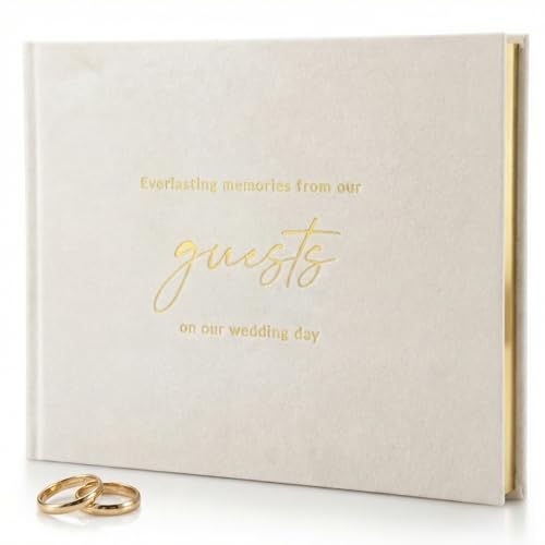 Beautiful Wedding Guest Book for Your Wedding Reception - Velvet Guestbook - color: Beige
