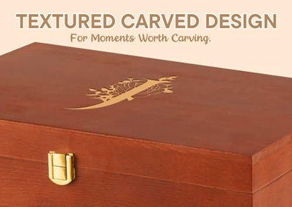 InnoBeta Personalized Keepsake Box, Wooden Storage Boxes, Large Keepsake Boxes with Lid for Memory Treasure, Initial M - color: Initial M