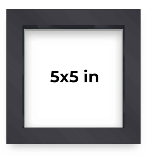 5x5 Inch Shadow Box Frame Contemporary Black Finish | 3/4" Depth of Usable Space| Vertical or Horizontal Display | Interior Size 5x5 Inch in| UV Resistant Acrylic, Acid-Free Backing, Wall Hangers | - size: 5x5