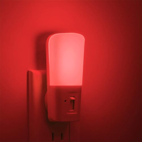 LOHAS-LED Red Light Night Light Plug in, Dimmable LED Night Lights 2 Pack | Dusk to Dawn Sensor, Sleep Aid Red, 0-80LM Adjustable Brightness Red Nightlight for Nursery Kids Room Hallway Kitchen Gift - color: Red
