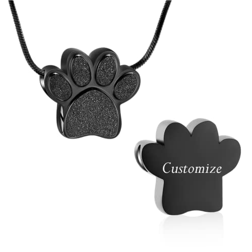 Paw Print Urn Necklace for Ashes Pet Paw Cremation Jewelry Ashes Necklace Keepsake Memorial Jewelry for Pet/Dog's/Cat's Ashes Pendant Gifts for Men/Women - color: Customize-1
