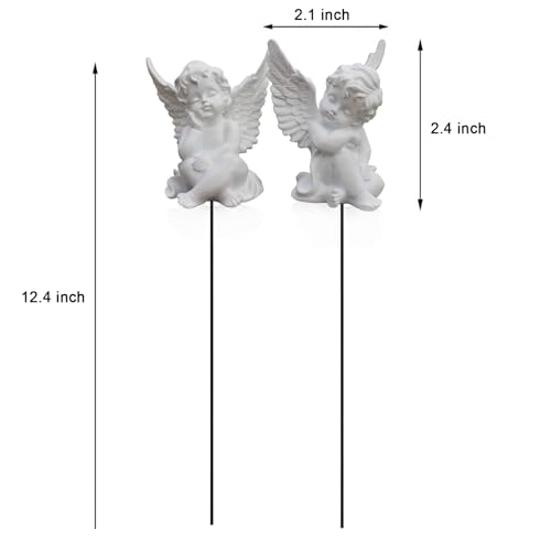 OwMell Set of 2 Decorative Angel Garden Stakes, Angel Memorial Garden Decor - style: Cherubs