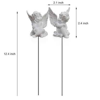 OwMell Set of 2 Decorative Angel Garden Stakes, Angel Memorial Garden Decor - style: Cherubs