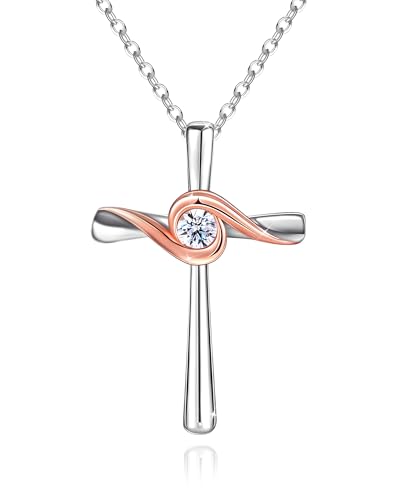 ACECHA Silver Cross Necklace for Women, Cubic Zirconia Pendant - color: CZ Cross 02