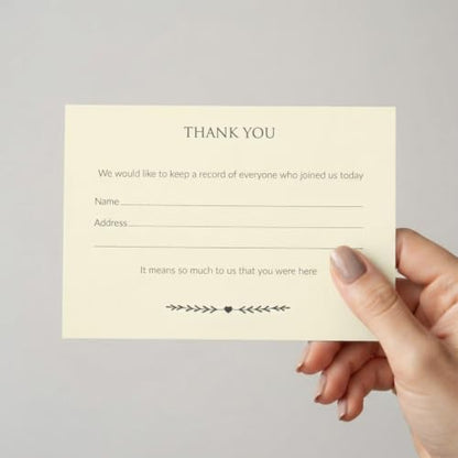 ANGEL & DOVE 25 Ivory Funeral Attendance Cards - Collect Guest Name & Addresses