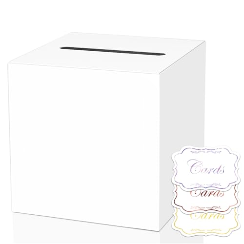 WNINK White Cards Box for Birthday, Wedding, Bridal or Baby Shower, Graduation, Anniversaries, Engagement Party Decorations Supplies Money and Cards Receiving Box - color: White