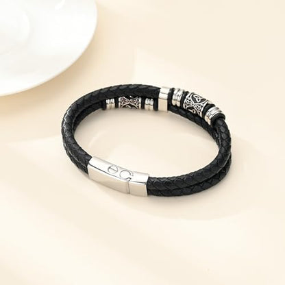 Hearbeingt Memorial Urn Bracelet for Ashes Leather Cremation Jewelry - color: Silver 20cm
