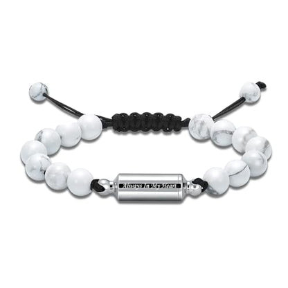 Hearbeingt Cremation Jewelry Urn Bracelet for Ashes Braided Rope Beads - color: White-Always in my heart