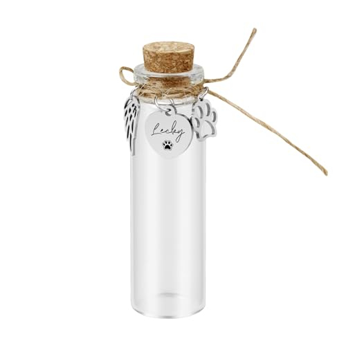 Pet Hair Memorial Glass Bottle,Vial for Ashes Or Hair Dog Or Cat Keepsake Pet Loss Memory Sympathy Gift (Custom Made) - color: Custom Made