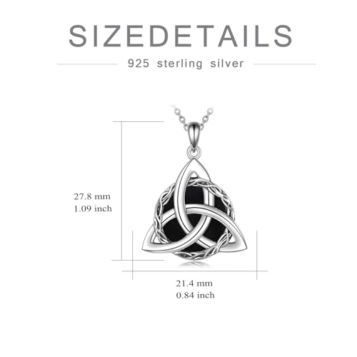 WINNICACA Celtic Knot Necklace 925 Sterling Silver Celtic Pendant Irish Urn Necklace Jewelry Birthday Anniversary Valentine's Day Gifts for Her Women Wife Girlfriend Daughter - style: 1-Celtic Knot Necklace(Black Onyx)