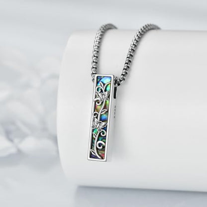 Cremation Urn Necklace for Ashes 925 Sterling Silver Moon Phase/Tree of Life/Hummingbird/Moss Agate/Opal/Compass/Mountain/Butterfly/Turquoise/Sunflower/Dragonfly/Cross Pendant Necklace Cremation Memorial Keepsake Urn Jewelry for Women Men - style: Butterf