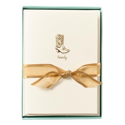 Graphique Cowgirl Boots Cards, Pack of 10 Cards with Envelopes, All Occasion Greetings, Blank Inside, Gold Foil Embossing, La Petite Press Collection Boxed Set, 3.25" x 4.75" - color: Cowgirl Boots