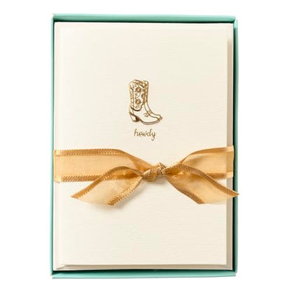 Graphique Cowgirl Boots Cards, Pack of 10 Cards with Envelopes, All Occasion Greetings, Blank Inside, Gold Foil Embossing, La Petite Press Collection Boxed Set, 3.25" x 4.75" - color: Cowgirl Boots