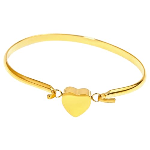 LittleFlower Heart Urn Bracelet for Human & Pet Ashes - Stainless Steel Memorial Jewelry for Cats, Dogs, Waterproof Keepsake with Filling Tool & Gift Box - color: Gold
