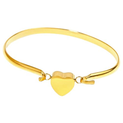LittleFlower Heart Urn Bracelet for Human & Pet Ashes - Stainless Steel Memorial Jewelry for Cats, Dogs, Waterproof Keepsake with Filling Tool & Gift Box - color: Gold