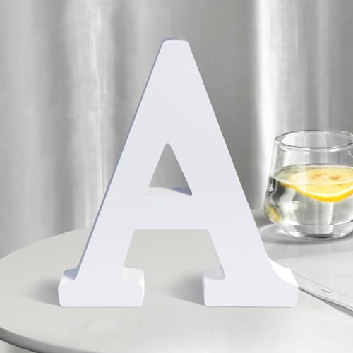 White Wooden Letters 8 Inch for Wall Decor,Large Unfinished Wood Letters for Home,Wooden Alphabet Letters for Crafts,Standing Garden Board or Room Name Signs DIY Carft (A) - color: A