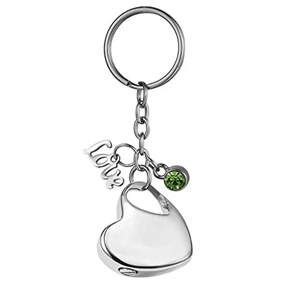 Family Forever in My Heart Stainless Steel Memorial Keepsake Urn Keychains Cremation Jewelry for Ashes Customized - color: Glossy - Customized