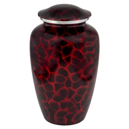 Red Tiger Eye Aluminum Cremation Urn, Adult Sized, 10.25 Inches High - color: Red Tiger