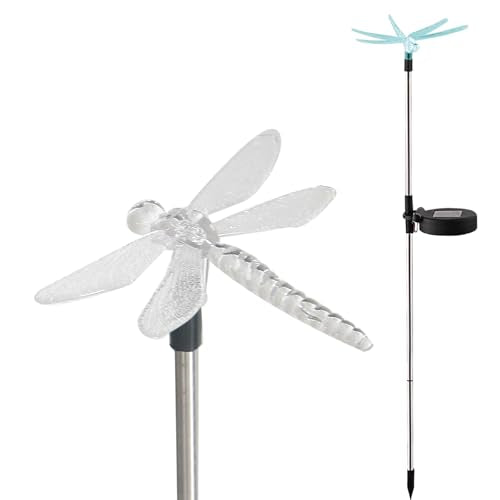 Solar Powered Landscape LED Lights Outdoor Waterproof Color Changing Garden Stake Lights for Outside Yard Lawn Flowerbed Plant Path Christmas Decorations Figurine Dragonfly 2 Pack - style: Dragonfly 2 Pack