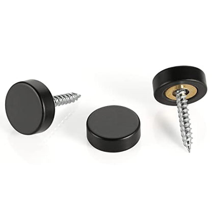 20 PCS Screw Covers Caps (Solid Brass Construction) Mirror Screws Fasteners, Sign Advertising Hardware, 3/5" Diameter, Black - color: Black (20 PCS)