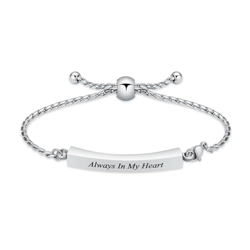 Minicremation Shiny Crystal Cremation Bracelet for Ashes for Women Cube Urn Bangle Locket Ash Holder Memorial Jewelry Bracelet Keepsake Gift - color: Always In My Heart- Silver
