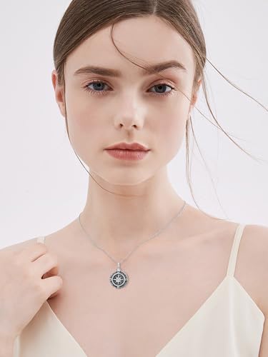 TOUPOP Tree of Life Urn Necklace for Ashes 925 Sterling Silver Cremation Jewelry Memorial Gifts Keepsake Jewelry with Funnel Filler for Women - style: 3-Compass