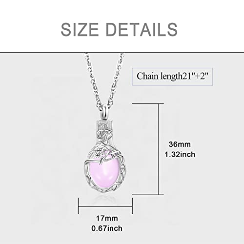 Gredstar Tree of Life Urn Necklace for Ashes, Birthstone Memorial Pendant | Teardrop Design, Love Symbol Detail, 12 Birthstone Colors, Stainless Steel, Ashes Holder, Funnel Kit Included - color: October