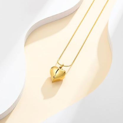 Cremation Jewelry Heart Urn Necklace for Human Ashes for Women Men A Piece of My Heart Lives in Heaven Memorial Ashes Keepsake Pendant - color: Gold-Brother