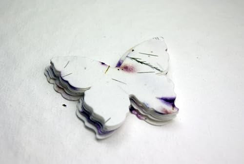 Of The Earth Handmade Paper - Wildflower Seed Paper Butterfly Shape - Large 3" - Set of 24 (58s Purple & Fern) - color: 58s Purple & Fern